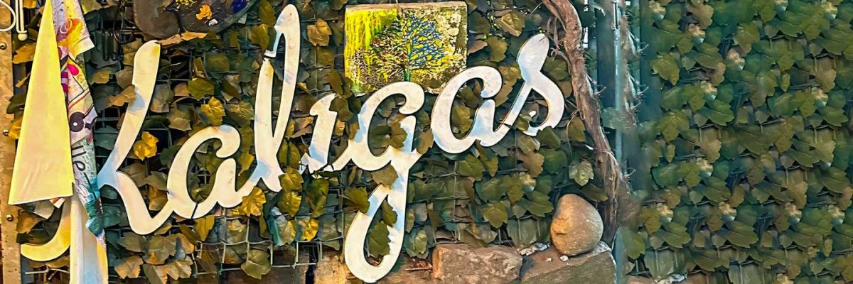 Wolfgang Kaligas Schriftzug "Kaliga" in seiner Galerie